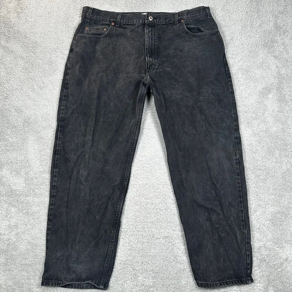 Vintage Arizona Jean Co Mens Loose Fit Faded Black Denim Jeans 42x30 Made in USA
